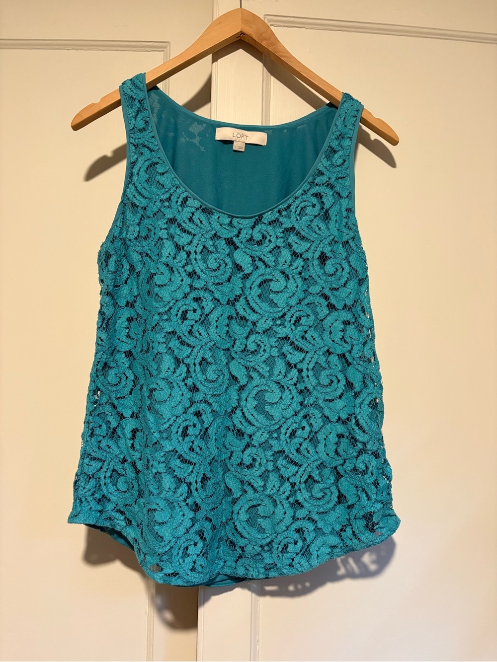 Loft Blue Lace Sleeveless Blouse